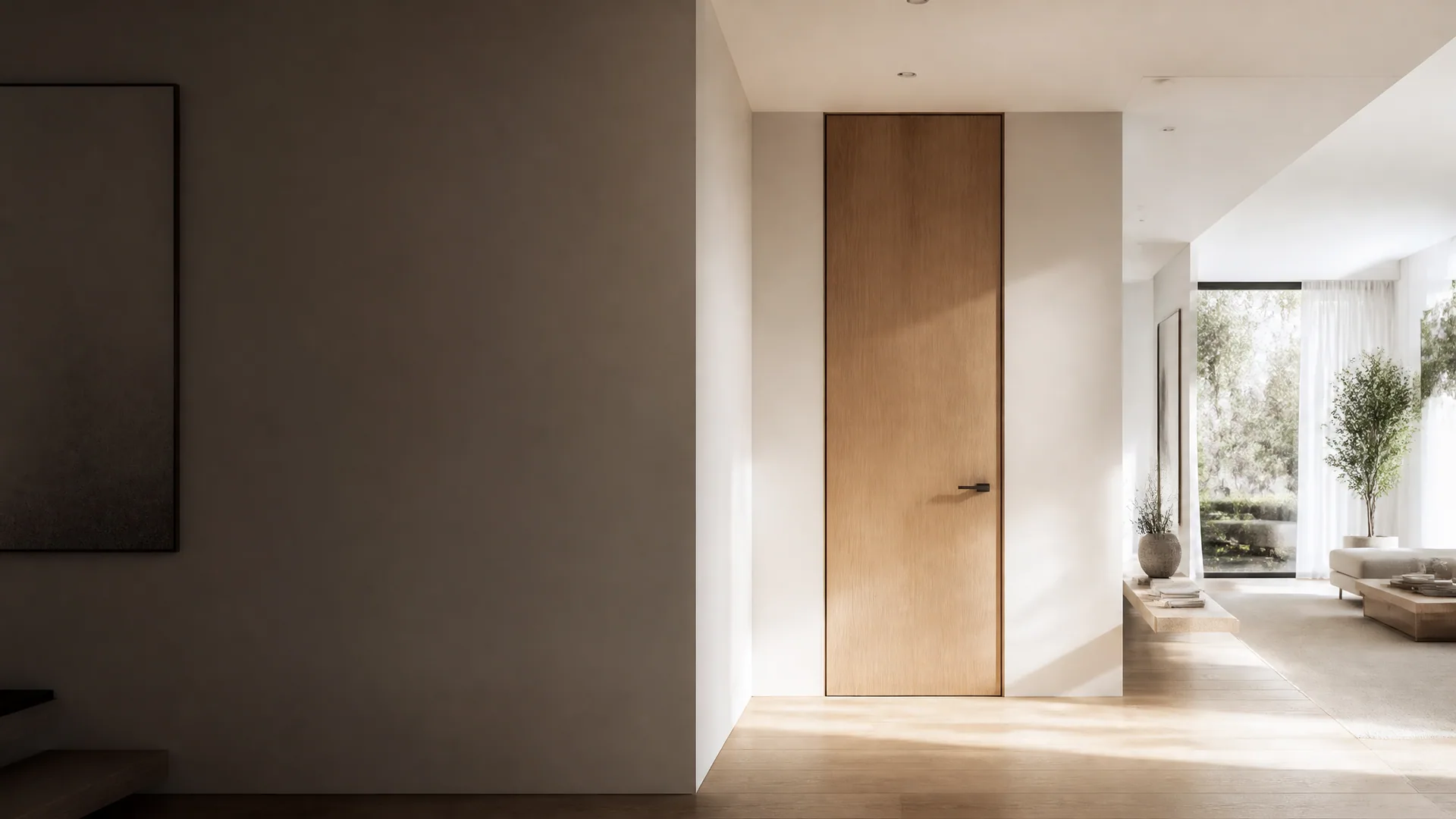 Premium invisible and natural wood veneer interior doors by Slab & Trim